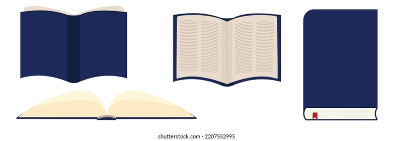 Set of books. Open and closed book. Vector illustration. Study. Back to school