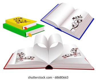 Set of books with ornaments