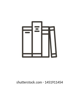 Set of books in a shelf. Trendy modern vector thin line icon illustration of a bookshelf for subjecs related with reading, studying libraries, ebooks etc