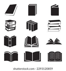 set of books silhouette vector