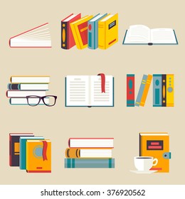 A set of books. Simple and minimalist style. It can be used as an icon or design element