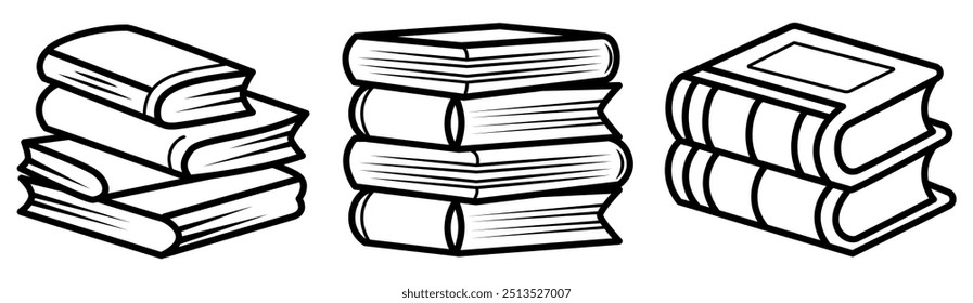 Conjunto de Livros modelo ícones planos, em fundo transparente, ilustração vetor de design plano, conceito de educação. IA NÃO GERATIVA