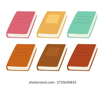 Un juego de libros. Clipart de Vector aislado sobre fondo blanco.