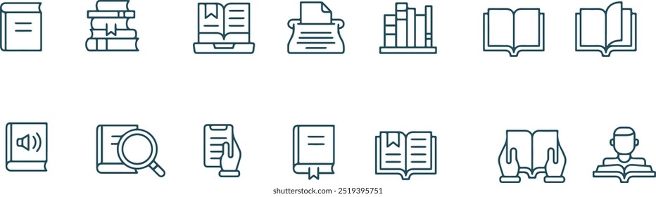 set of books vector line icons , book symbol