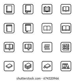 Set of books vector thin line icons.