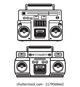 Set of boombox illustrations on white background. Design element for logo, label, emblem, sign, badge, poster, t shirt. Vector image