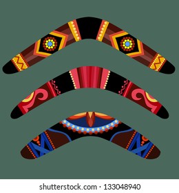 The set of boomerangs with aboriginal design