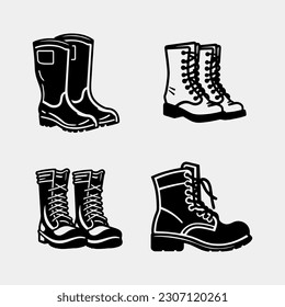 set of Boot icon. Hiking boots icon isolated. Vector illustration.