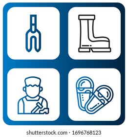 Set of boot icons. Such as Weeder, Boots, Shoemaker, Sandals , boot icons