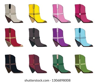 set of Boots Fashion illustration vector object isolated
