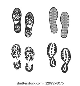 Set of Boots Footprints isolated on white.Vector illustration.