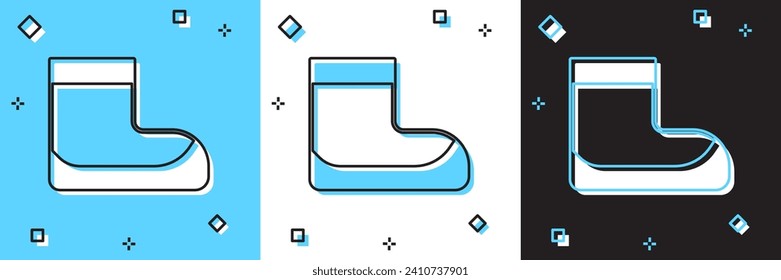 Set Boots icon isolated on blue and white, black background. Diving underwater equipment.  Vector