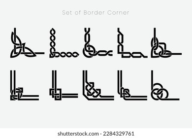 Set of Border Corner isolated  elements, Arabic geometric border Corner, Islamic ornamental vector