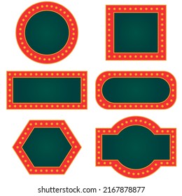 set of border frames labels with bulb vector illustration