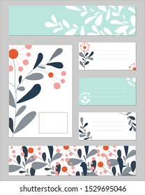 Set of border for text with a floral pattern. Text frames and labels for your design. National ornament.