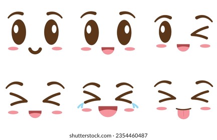 Set of borderless facial expressions Vector