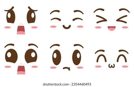 Set of borderless facial expressions Vector