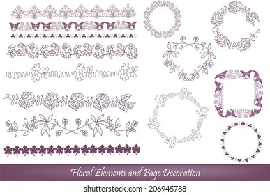 Set of borders, decorative elements for design 