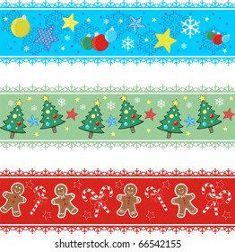 set of borders with designs for christmas