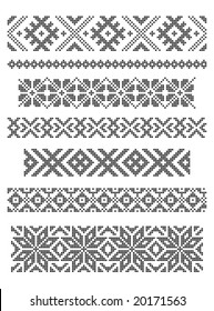 set of borders, embroidery cross, vector