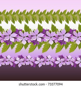 Set of borders flowers and leaves