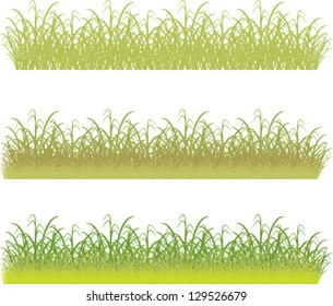 set of  borders of green grass and bushes