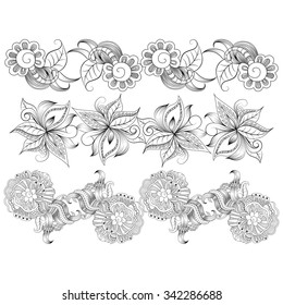 Set of borders with hand-drawing decorative elements for design
