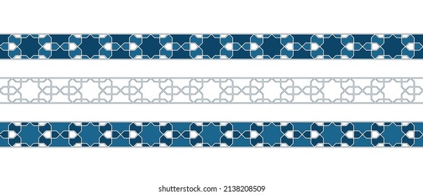 Set of borders of Islamic pattern for Ramadan greetings cards and templates. Vector illustration.