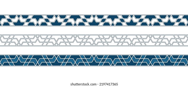 Set of borders of Islamic pattern for Ramadan greetings cards and templates. Vector illustration.