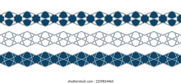 Set of borders of Islamic pattern for Ramadan greetings cards and templates. Vector illustration.