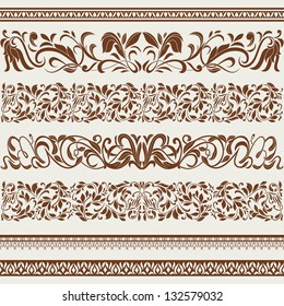 Set of borders and ornaments, in vintage style