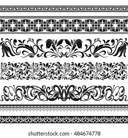 Set of borders and ornaments, in vintage style