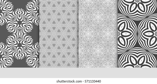 set of borders with repeating line texture. vector illustration. Seamless lace floral patterns. for design, banners, invitations, fabrics. Ethnic ornament