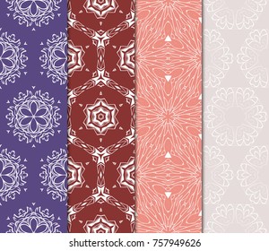 set of borders with repeating line texture. vector illustration. Seamless lace floral patterns. for design, banners, invitations, fabrics. Ethnic ornament