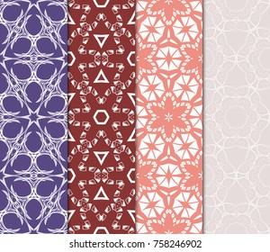 set of borders with repeating line texture. vector illustration. Seamless lace floral patterns. for design, banners, invitations, fabrics. Ethnic ornament
