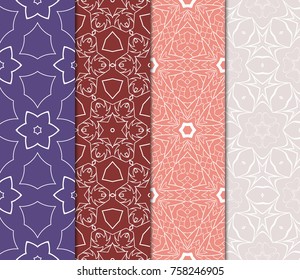 set of borders with repeating line texture. vector illustration. Seamless lace floral patterns. for design, banners, invitations, fabrics. Ethnic ornament