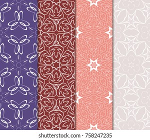 set of borders with repeating line texture. vector illustration. Seamless lace floral patterns. for design, banners, invitations, fabrics. Ethnic ornament