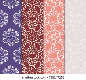 set of borders with repeating line texture. vector illustration. Seamless lace floral patterns. for design, banners, invitations, fabrics. Ethnic ornament