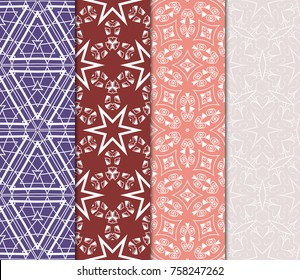 set of borders with repeating line texture. vector illustration. Seamless lace floral patterns. for design, banners, invitations, fabrics. Ethnic ornament