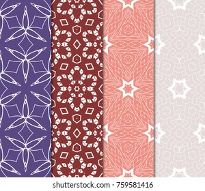 set of borders with repeating line texture. vector illustration. Seamless lace floral patterns. for design, banners, invitations, fabrics. Ethnic ornament
