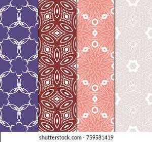 set of borders with repeating line texture. vector illustration. Seamless lace floral patterns. for design, banners, invitations, fabrics. Ethnic ornament