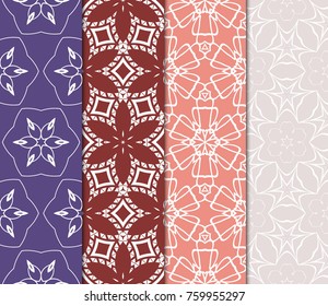 set of borders with repeating line texture. vector illustration. Seamless lace floral patterns. for design, banners, invitations, fabrics. Ethnic ornament