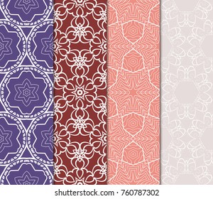 set of borders with repeating line texture. vector illustration. Seamless lace floral patterns. for design, banners, invitations, fabrics. Ethnic ornament