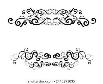 set of borders and swirl dividers decorative elements isolated on white