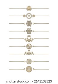 Set Of Borders, Text Dividers In Steampunk Style. Templates. Vector Illustration.