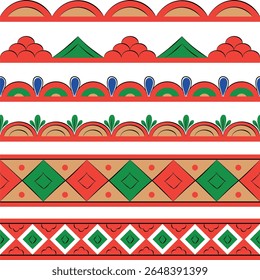 Conjunto de bordas no estilo tradicional de pintura de permógor russo