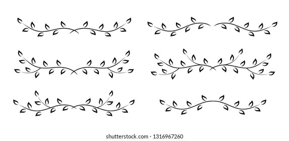 set of borders with tree branches on white