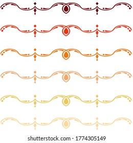 A set of borders in various autumn color isolated on white background. Suitable for decorating, card, poster, banner and etc.