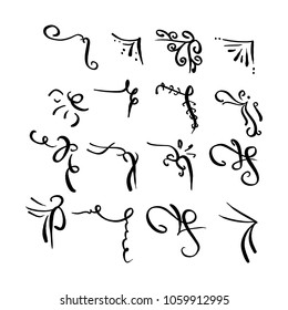 set of borders vector illustration sketch hand drawn with black lines isolated on white background