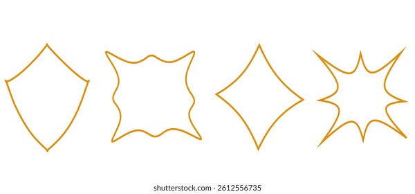 Set of borders with wavy edges. Trendy scribble borders with geometric patterns and curved shapes. Abstract elements for invitations. Flat vector illustration collection isolated on background